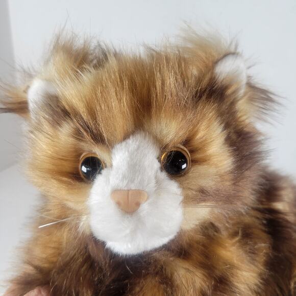 Long Hair Cat Plush Stuffed Animal 13" Laying Brown Realistic Kitty TY Jumbles - Picture 2 of 16